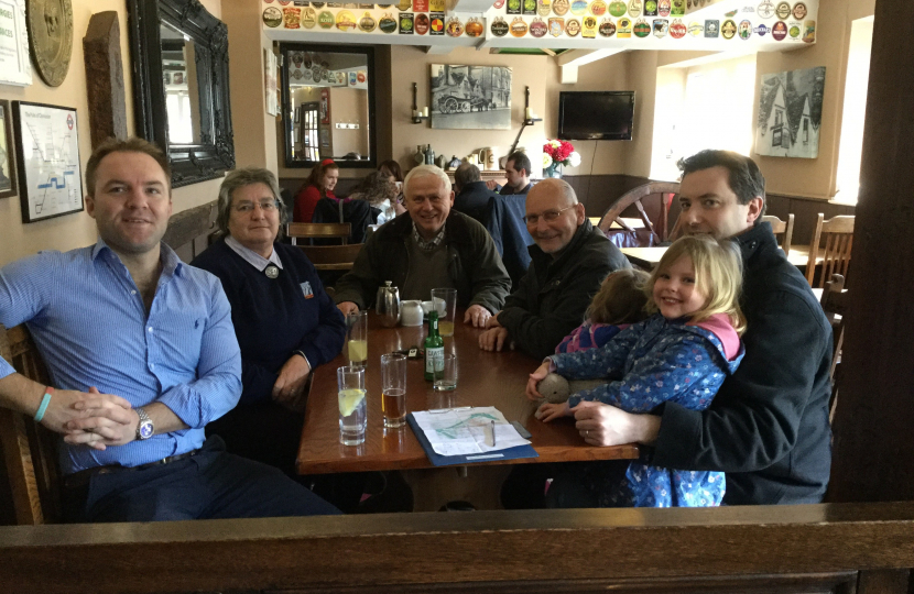 Cirencester and Thames Conservatives leafleting volunteers enjoy a drink 