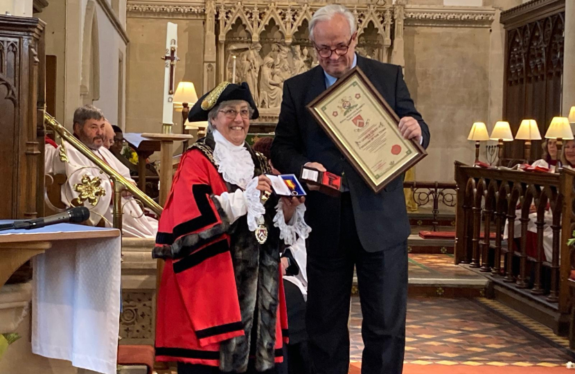 James Gray receiving the Freeman of Royal Wootten Bassett