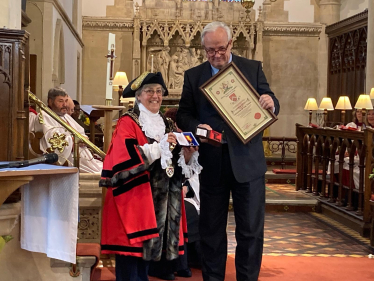 James Gray receiving the Freeman of Royal Wootten Bassett